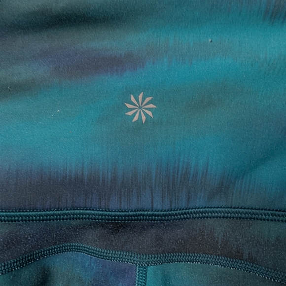 Athleta Rainier Printed Tight Leggings 1X‎ | Blue Green Pattern | Warm High Rise - Picture 3 of 5